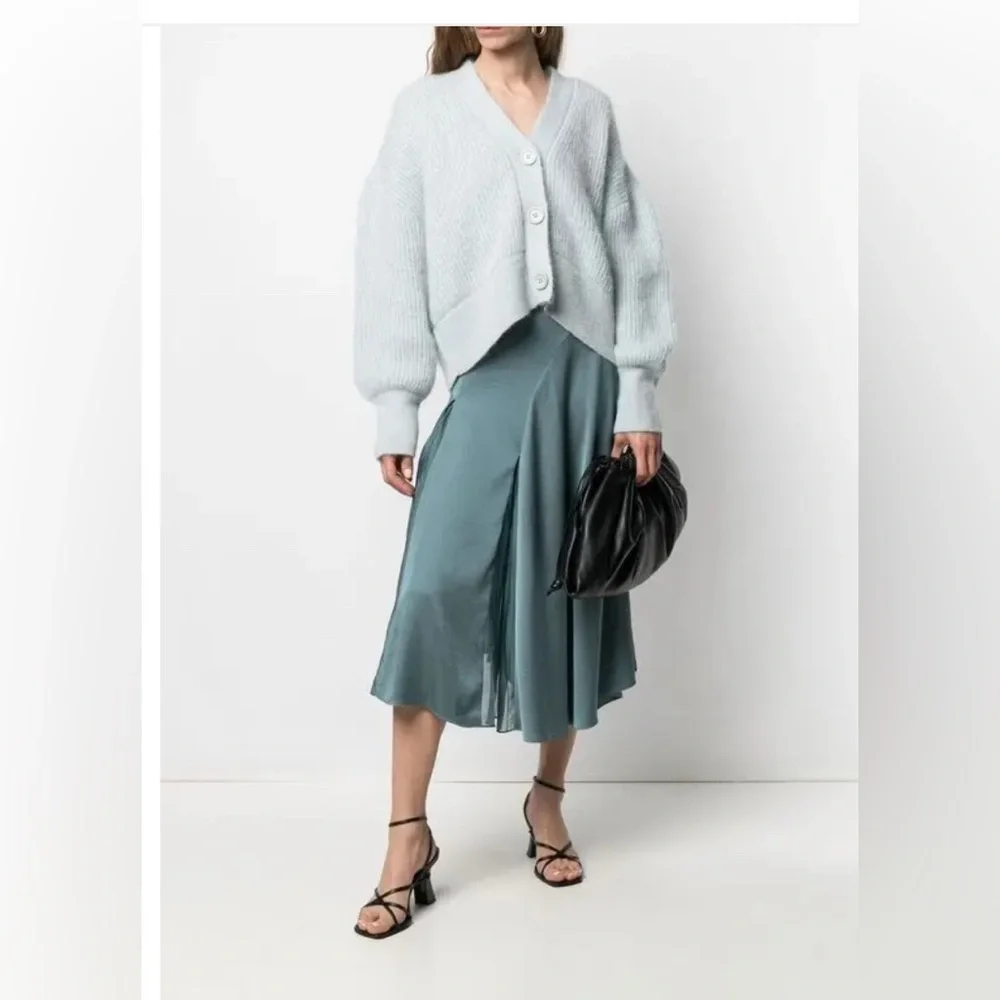 Vince Pleat-Detail Midi Skirt Drape Asymmetric Hem , size 0/XS - Picture 12 of 13